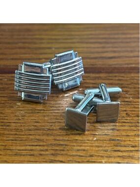 Men's set of 2 Cuff Links Silver tone